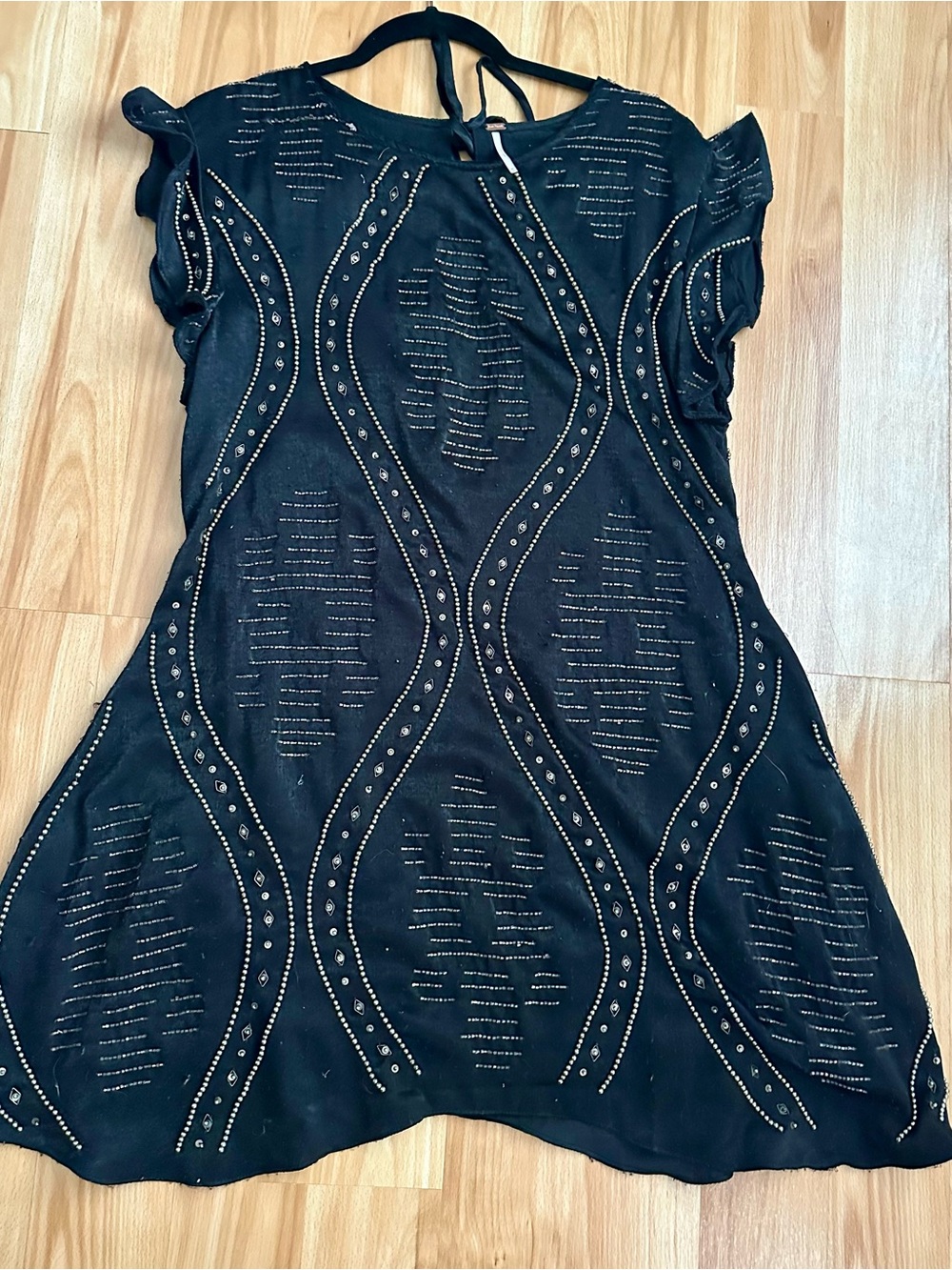 Free People Black Mini Dress with Stud Embellishments